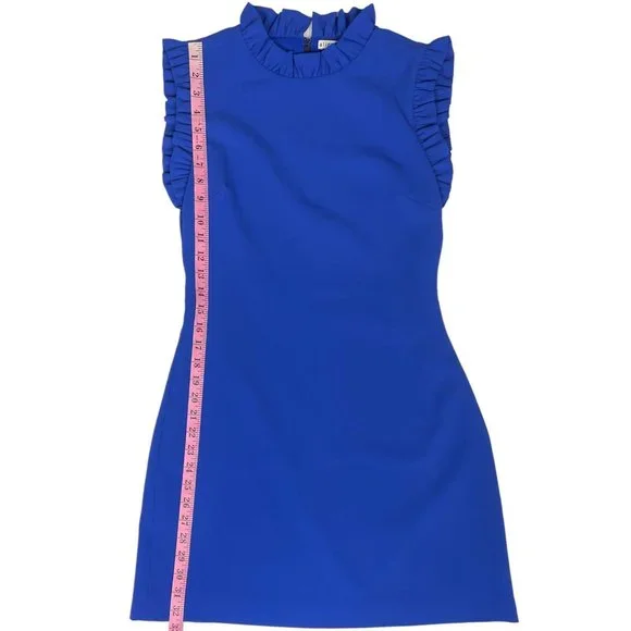 Alice + Olivia NWT 'Elsa' Ruffle Collar Mini Dress in 'Ultramarine' Blue Size 4 - Picture 14 of 16